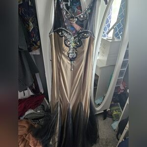 Deb Black and Gold Sequin Prom Gown